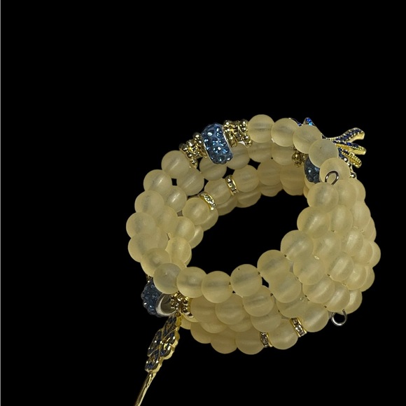 Iridescent Yellow Memory Wire Stack Bracelet - Picture 8 of 8